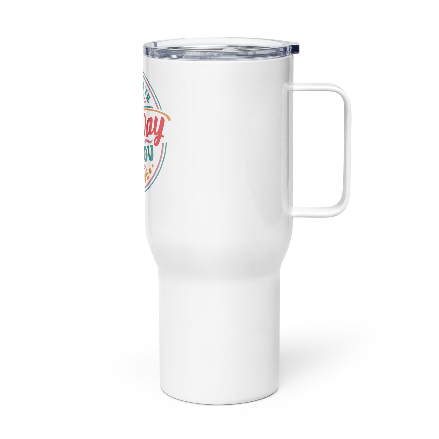 Travel mug with a handle